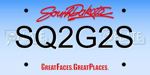SQ2G2S South Dakota License Plate