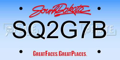 SQ2G7B South Dakota License Plate