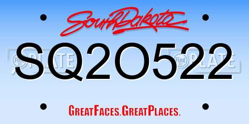 SQ2O522 South Dakota License Plate