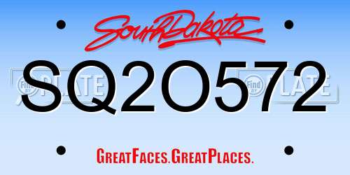 SQ2O572 South Dakota License Plate