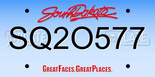 SQ2O577 South Dakota License Plate