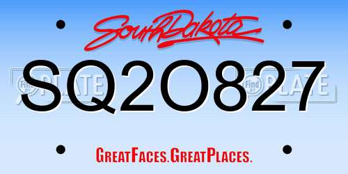 SQ2O827 South Dakota License Plate