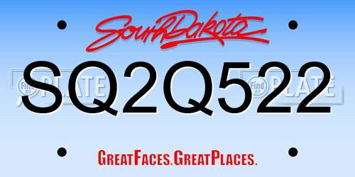 SQ2Q522 South Dakota License Plate
