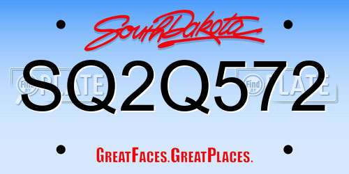 SQ2Q572 South Dakota License Plate