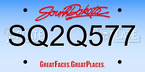 SQ2Q577 South Dakota License Plate