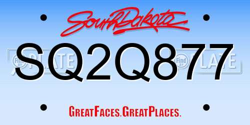 SQ2Q877 South Dakota License Plate
