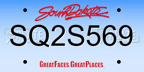 SQ2S569 South Dakota License Plate