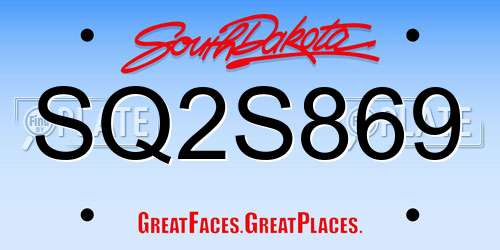 SQ2S869 South Dakota License Plate