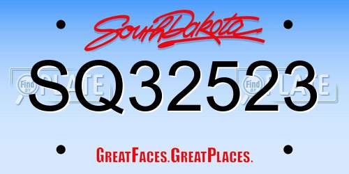 SQ32523 South Dakota License Plate