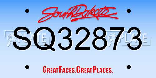SQ32873 South Dakota License Plate