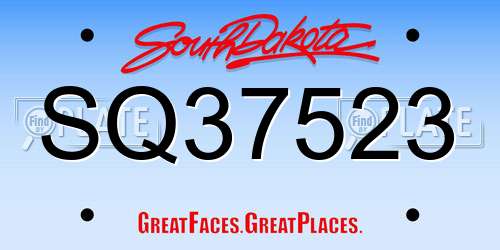 SQ37523 South Dakota License Plate