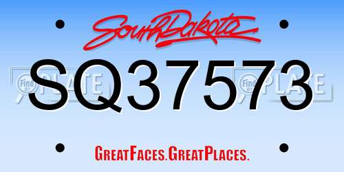 SQ37573 South Dakota License Plate