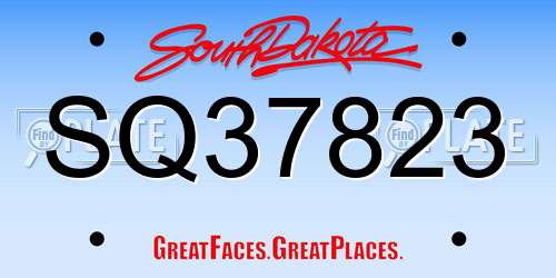 SQ37823 South Dakota License Plate