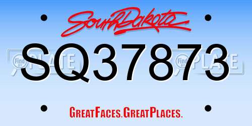 SQ37873 South Dakota License Plate