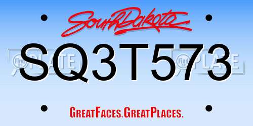 SQ3T573 South Dakota License Plate