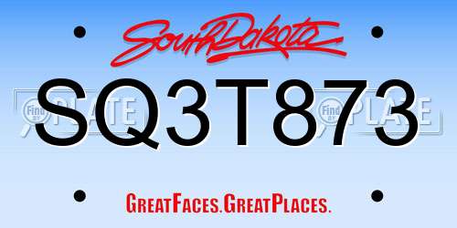 SQ3T873 South Dakota License Plate