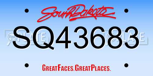 SQ43683 South Dakota License Plate