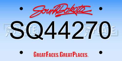 SQ44270 South Dakota License Plate