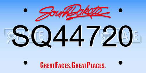 SQ44720 South Dakota License Plate