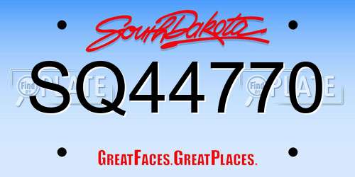 SQ44770 South Dakota License Plate