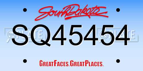 SQ45454 South Dakota License Plate