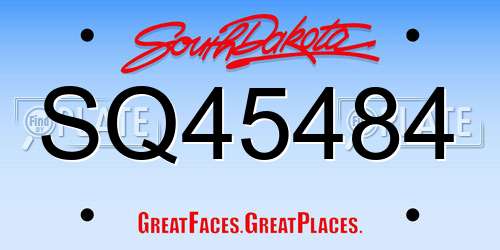SQ45484 South Dakota License Plate