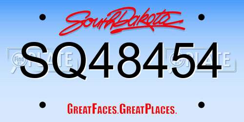SQ48454 South Dakota License Plate