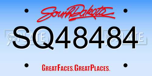 SQ48484 South Dakota License Plate