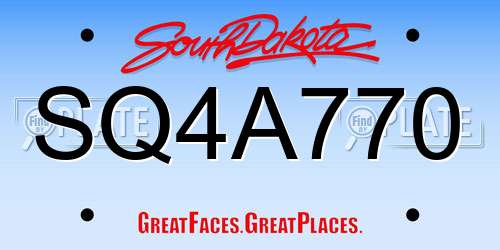 SQ4A770 South Dakota License Plate