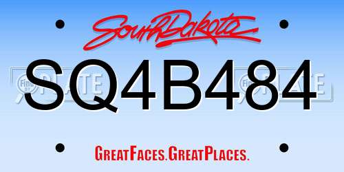 SQ4B484 South Dakota License Plate