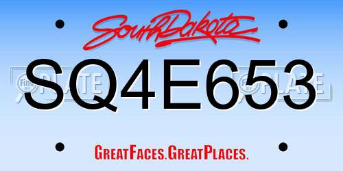 SQ4E653 South Dakota License Plate