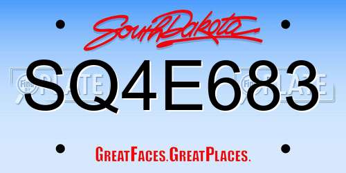 SQ4E683 South Dakota License Plate
