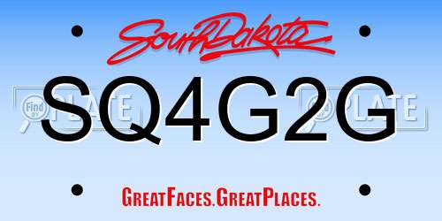 SQ4G2G South Dakota License Plate