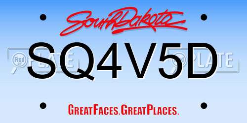 SQ4V5D South Dakota License Plate