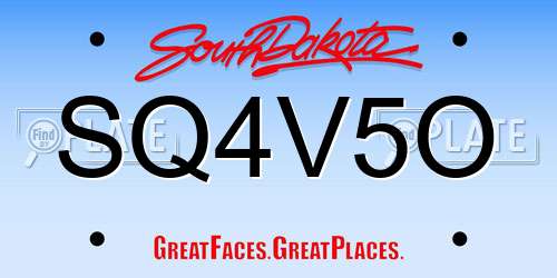 SQ4V5O South Dakota License Plate