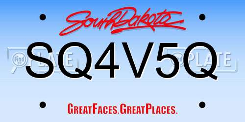 SQ4V5Q South Dakota License Plate