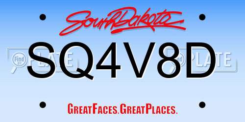 SQ4V8D South Dakota License Plate