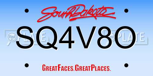SQ4V8O South Dakota License Plate
