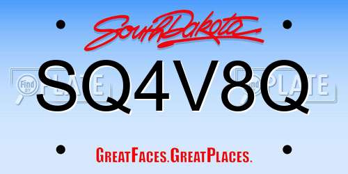 SQ4V8Q South Dakota License Plate
