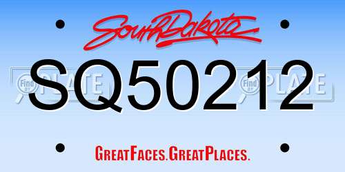 SQ50212 South Dakota License Plate