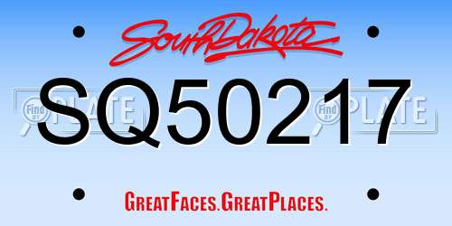 SQ50217 South Dakota License Plate