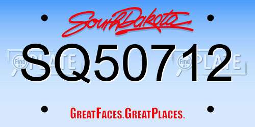 SQ50712 South Dakota License Plate