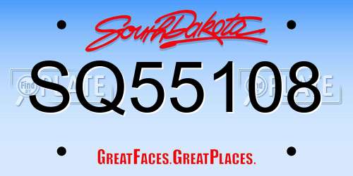 SQ55108 South Dakota License Plate