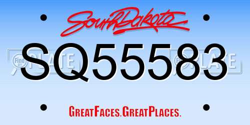 SQ55583 South Dakota License Plate