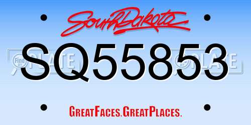 SQ55853 South Dakota License Plate