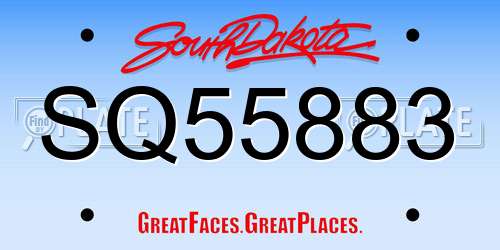 SQ55883 South Dakota License Plate