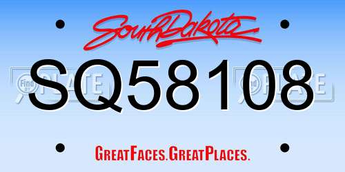 SQ58108 South Dakota License Plate