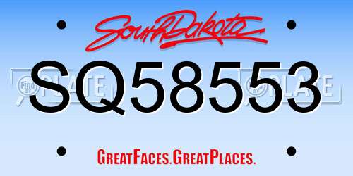 SQ58553 South Dakota License Plate