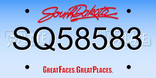 SQ58583 South Dakota License Plate