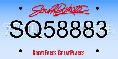 SQ58883 South Dakota License Plate